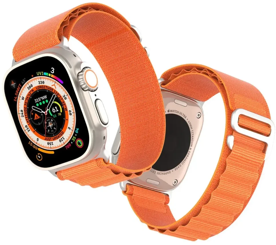 Sport apyrankė buckle for Apple Watch Ultra / 9 / 8 / 7 / 6 / SE / 5 / 4 / 3 / 2 / 1 (42, 44, 45, 49 mm) Dux Ducis Apyrankė GS Version - oranžinės spalvos