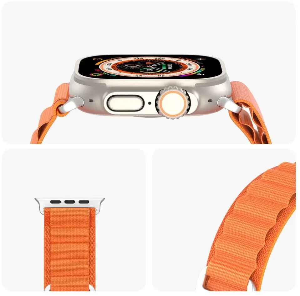 Sport apyrankė buckle for Apple Watch Ultra / 9 / 8 / 7 / 6 / SE / 5 / 4 / 3 / 2 / 1 (42, 44, 45, 49 mm) Dux Ducis Apyrankė GS Version - oranžinės spalvos