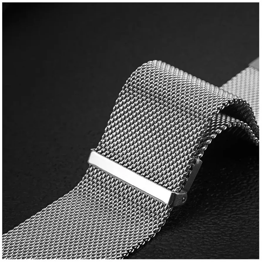 DUX DUCIS dirželis MILANESE nerūdijančio plieno magnetinis 47 mm sidabrinis