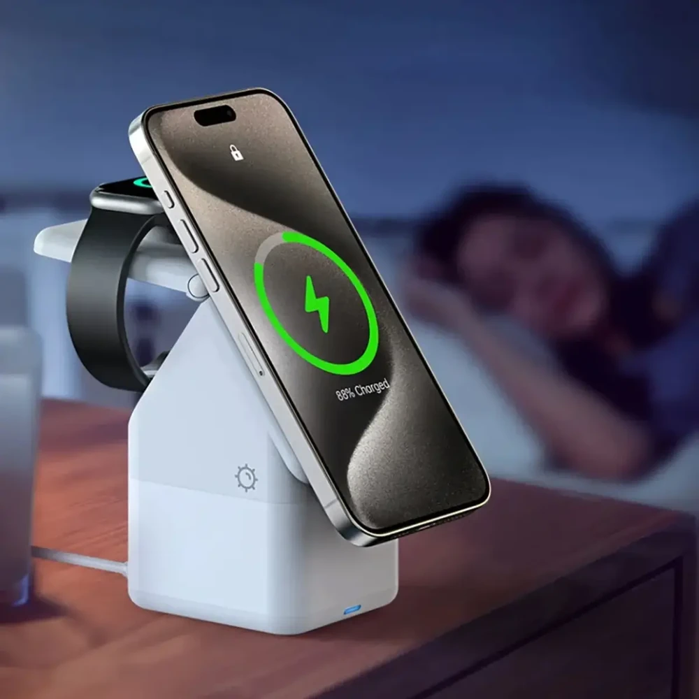 Įkroviklis belaidis DUZZONA W20 4-in-1 MagSafe baltas