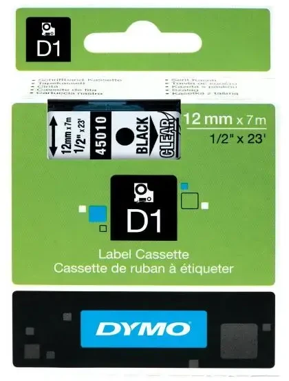 Dymo Rašymo juosta 45010 skaidri juoda (S0720500)