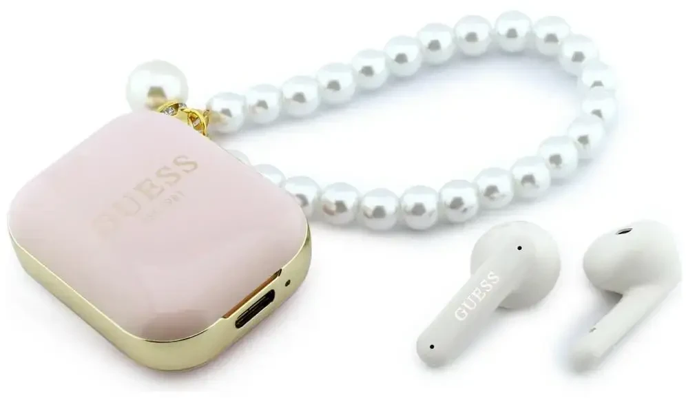 Ausinės Belaidės earphone GUESS TWS Pearl Strap GUE005292 rožinė