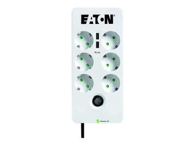 Eaton PB6UD viršįtampių ribotuvas 6 AC išvestis(ys / čių) 220 - 250 V Juoda, Balta 1,5 m