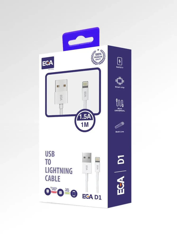 EGA D1 Lightning 1m Baltas