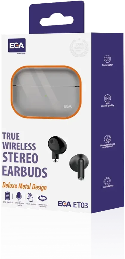 Ausinės EGA ET03 belaidės headsets TWS juodas