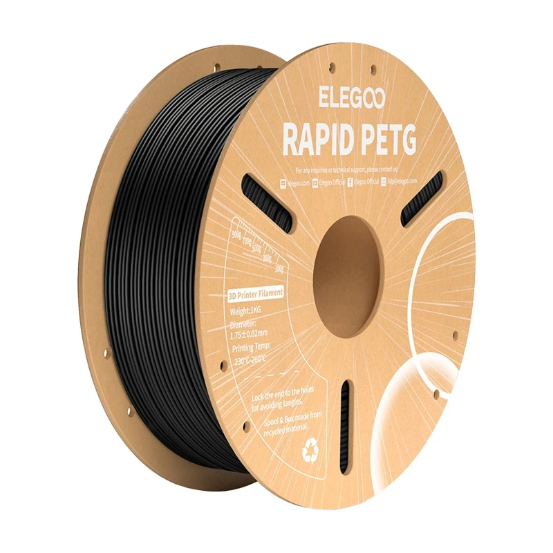 Elegoo Rapid PETG juodas siūlas 1kg ritėje