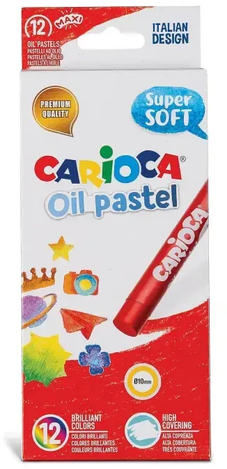 Aliejinės kreidelės CARIOCA, 10 mm, 12 spalvų