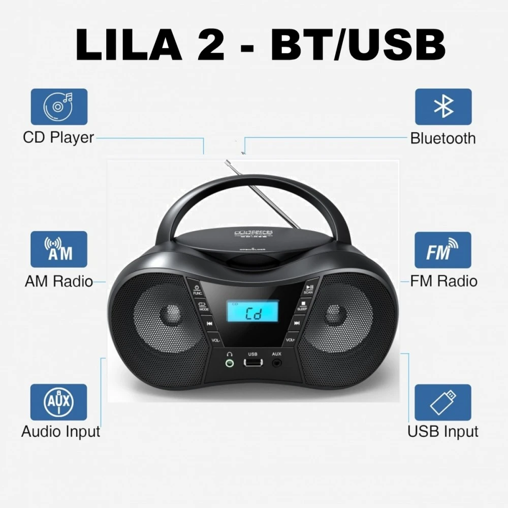 Eltra Grotuvas CD LILA2 USB/BT juoda