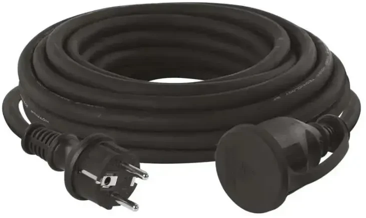 Emos Ilgiklis 1 lizdo 10m su įžeminimu 3x2.5 mm² IP44 su gumine izoliacija, juodas