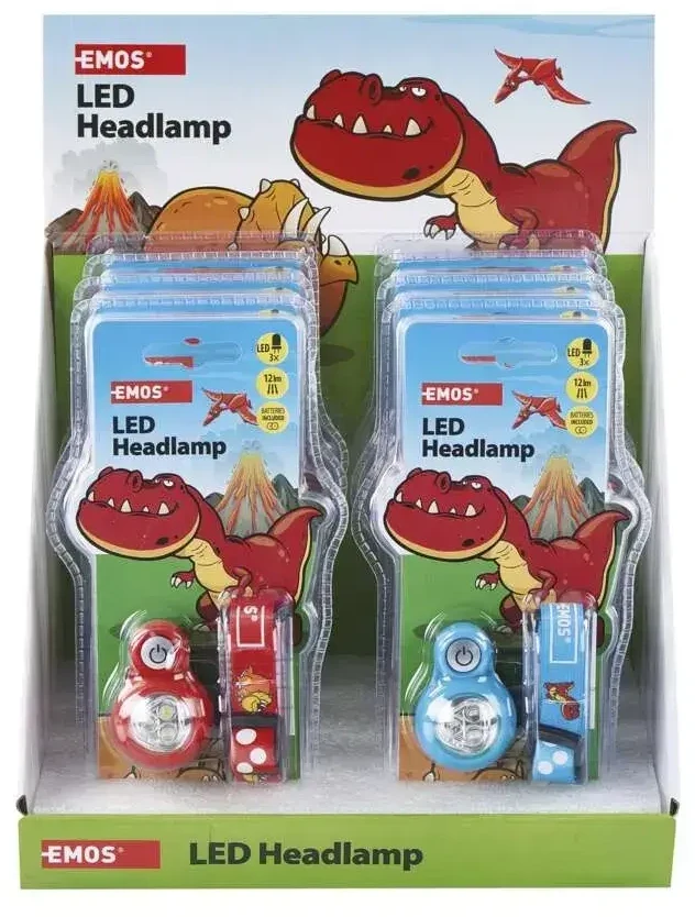 Emos Vaikiškas Žibintuvėlis ant galvos DINO, 1vnt, 2x CR2032, 12lm