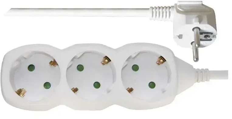 Emos Ilgiklis 3 lizdų 1.5m su įžeminimu (baltas) 1.5mm²