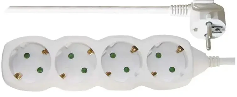 Emos Ilgiklis 4 lizdų 3.0m su įžeminimu (baltas) 1.5mm²