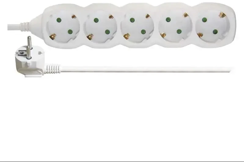 Emos Ilgiklis 5 lizdų 1.5m su įžeminimu (baltas) 1.5mm²