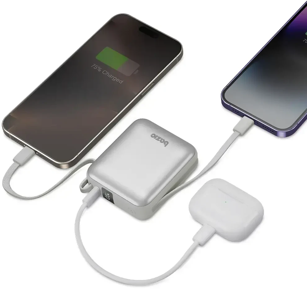 Energea PowerBank 3in1 Bazic Fusion Mini 10000mAh cable USB-C/Lightning pilkos spalvos
