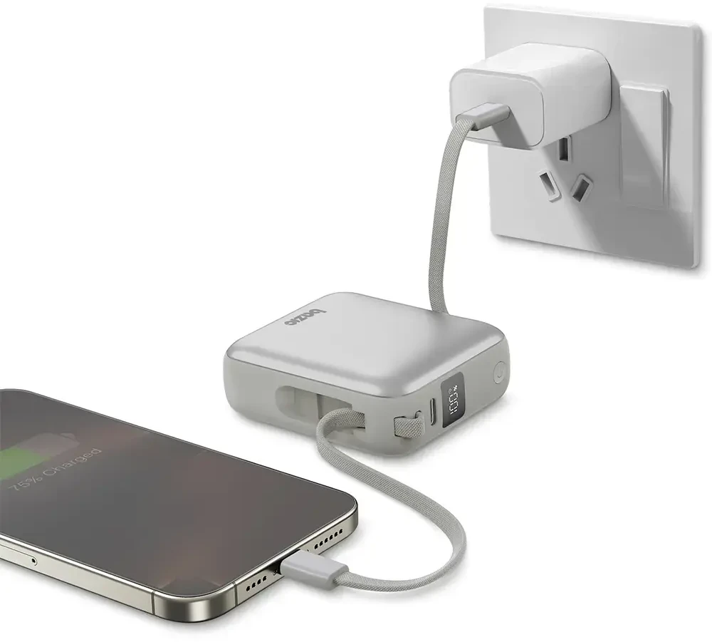 Energea PowerBank 3in1 Bazic Fusion Mini 10000mAh cable USB-C/Lightning pilkos spalvos