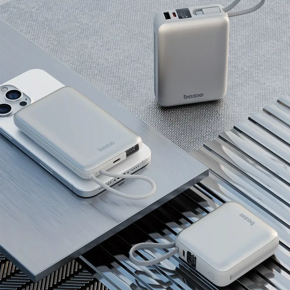 Energea PowerBank 4in1 Bazic Fusion Mini 20000mAh cable USB-C/Lightning pilkos spalvos