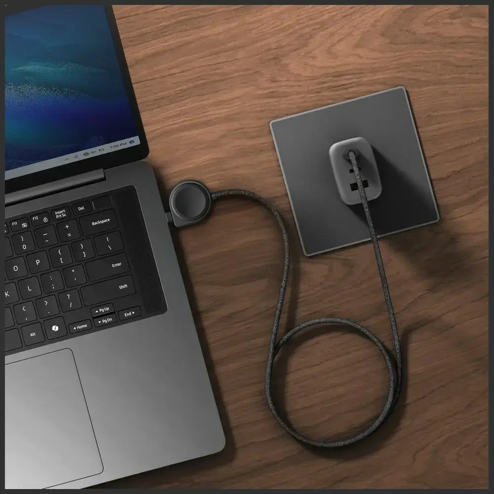 Kabelis Energea Flow Duo Watch 2-w-1 USB-C do USB-C + kroviklis do Samsung Watch 480Mb/s 60W 1.5m juoda