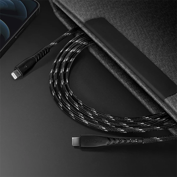 ENERGEA kabelis Nyloflex USB-C - LightningC94 MFI 3m juodos spalvos