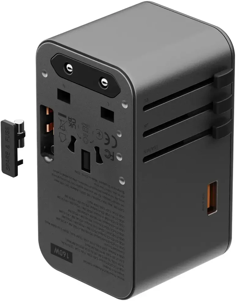 Įkroviklis jungiama į tinklą Energea TravelWorld Adapteris GaN 160W PD 3xUSBC/USB-A gunmetal