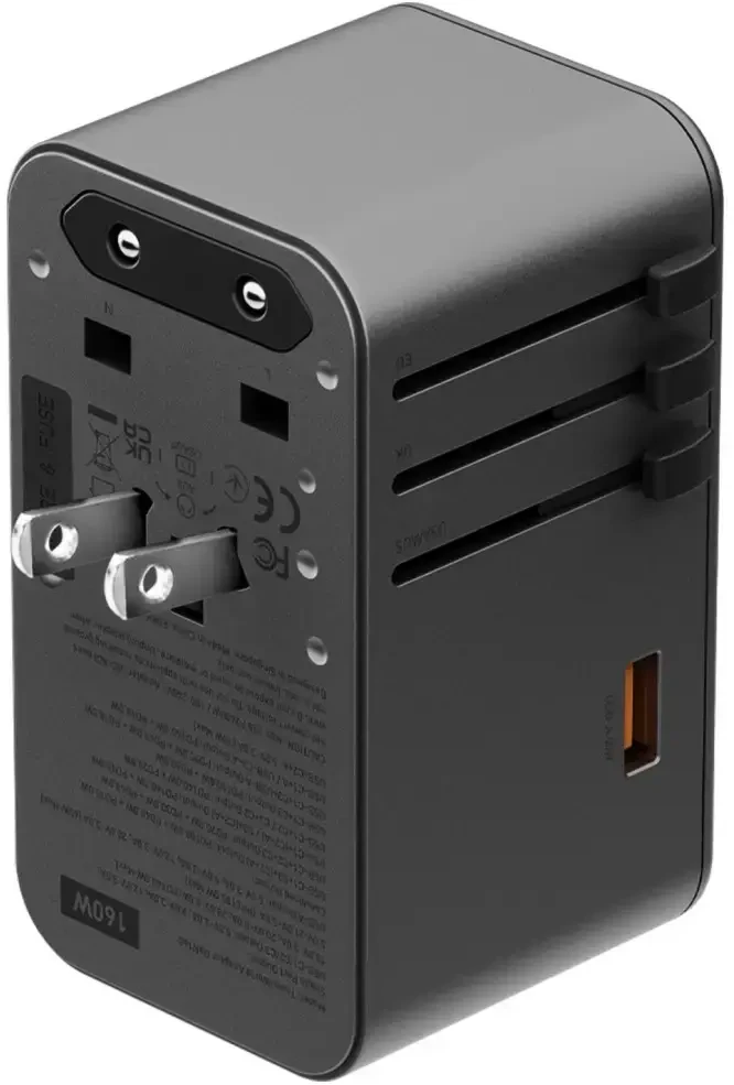 Įkroviklis jungiama į tinklą Energea TravelWorld Adapteris GaN 160W PD 3xUSBC/USB-A gunmetal