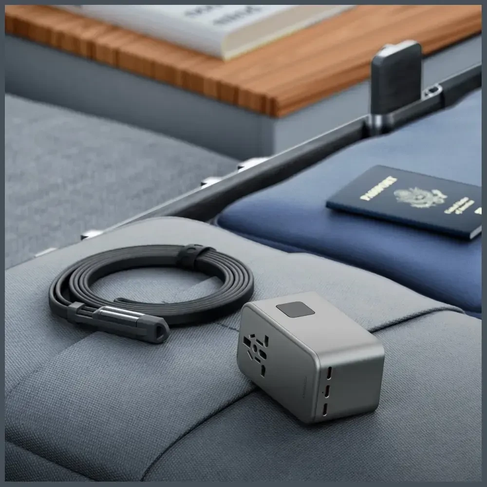 Įkroviklis jungiama į tinklą Energea TravelWorld Adapteris GaN 160W PD 3xUSBC/USB-A gunmetal