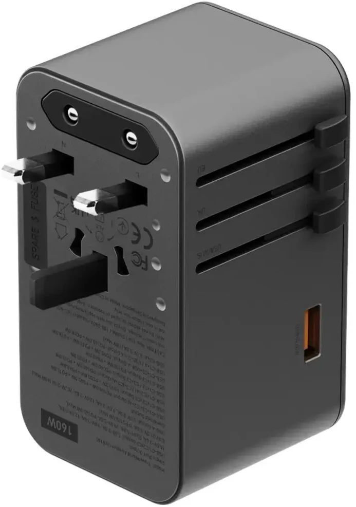 Įkroviklis jungiama į tinklą Energea TravelWorld Adapteris GaN 160W PD 3xUSBC/USB-A gunmetal