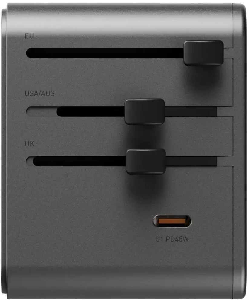Įkroviklis jungiama į tinklą Energea TravelWorld Adapteris Mini GaN 45W PD 3xUSBC/2xUSB-A gunmetal
