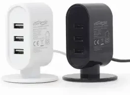 EnerGenie Gembird Universal USB Tischladegerät Juodas 3.1 A EG-U3C3A-01-MX