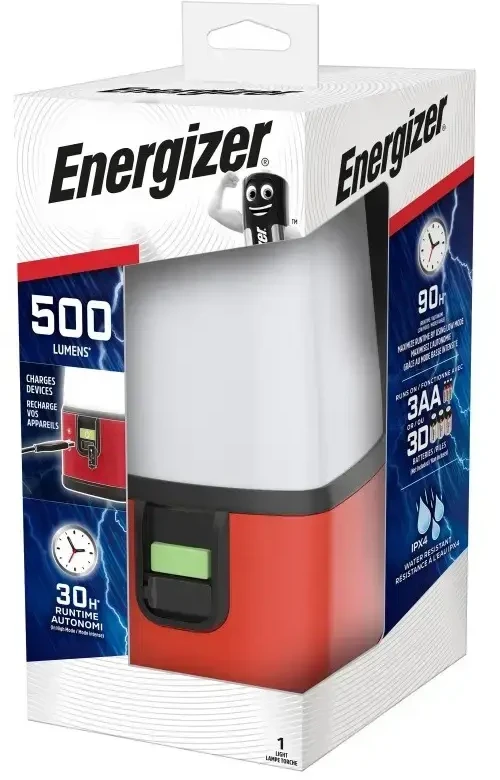 Energizer 500lm žibintas Camping ESAL351 3xAA / 3xD, gali įkrauti įrenginius per USB