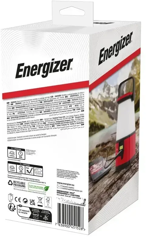 Energizer 500lm žibintas Camping ESAL351 3xAA / 3xD, gali įkrauti įrenginius per USB