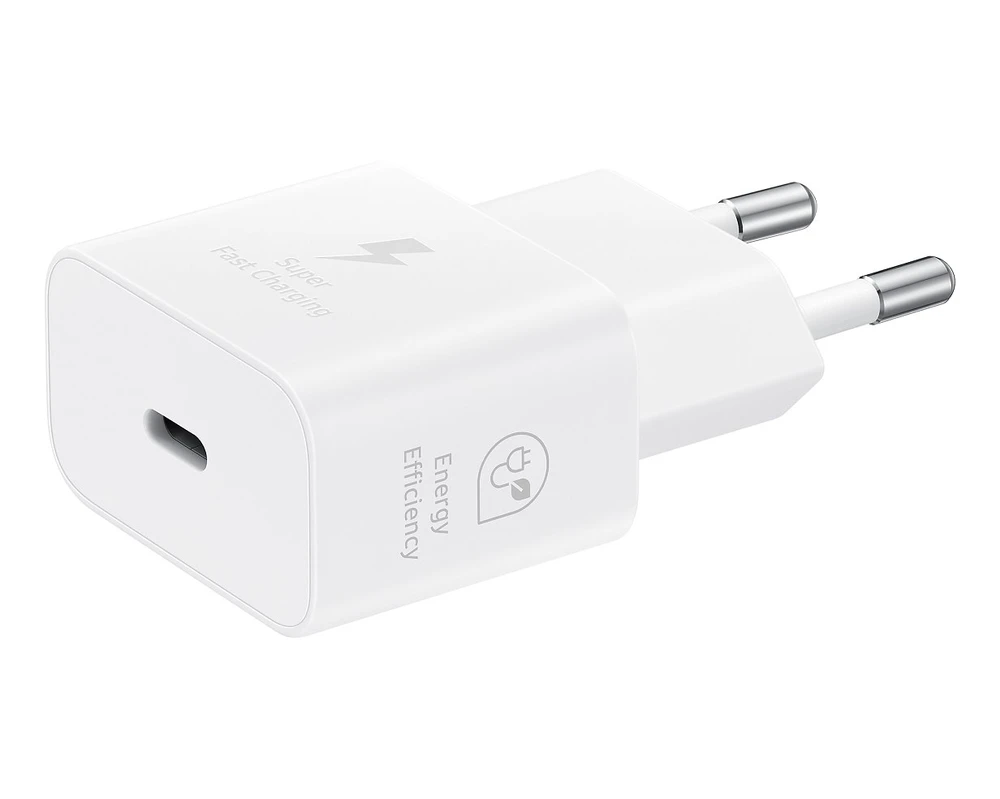 112803 EP-T2510EWE + EP-DN980BWE Samsung USB-C 25W Kelioninis įkroviklis + USB-C Data kabelis baltos spalvos (OOB Bulk)