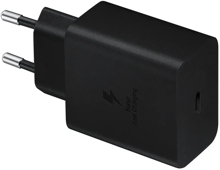 EP-T4510XBE Samsung 45 W kelioninis įkroviklis + USB-C duomenų kabelis juodas (pažeista pakuotė)
