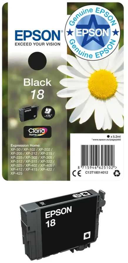 Epson 18 Multipack Ink cartridge, Juodas, žalsvai mėlyna, purpurinė, geltona