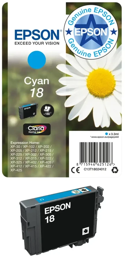 Epson 18 Multipack Ink cartridge, Juodas, žalsvai mėlyna, purpurinė, geltona