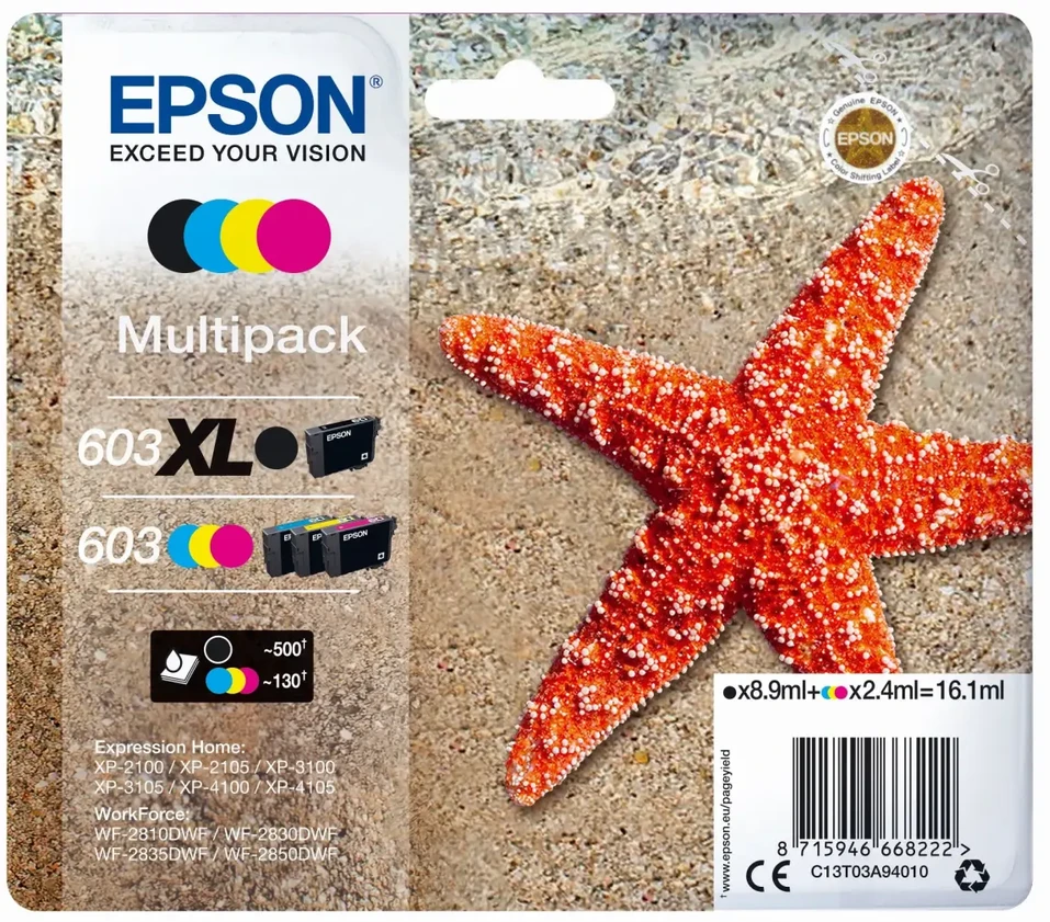 Epson Originalus rašalinės kasetės čiaulas C13T03A94020 Juoda Daugiaspalvė (S7732415)