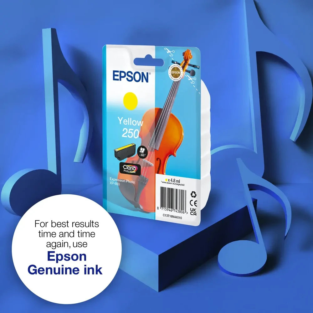 Epson 250 rašalas - 4,8 ml - Geltonas - originalus - lizdinė pakuotė - rašalo kasetė - skirtas P/N: C11CL95402