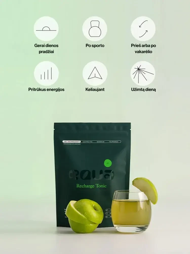 EQUA elektrolitų gėrimas su žalios obuolio skoniu, 20 pak.