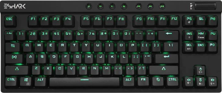 Mechaninė TKL RGB klaviatūra žaidimams eShark Kodachi, Red Switch (+10 Blue Switch), US išdėstymas