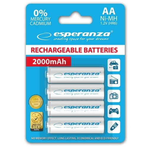 Esperanza EZA104W Įkraunama baterija Ni-MH AA 2000MAH x4