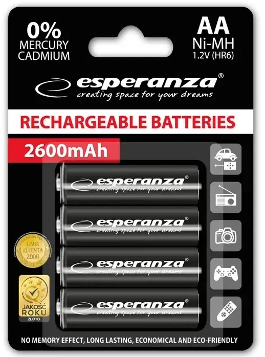 Titanum Elementas įkraunamas Esperanza HR6 AA, 2600mAh, Ni-MH (1) 1715-352