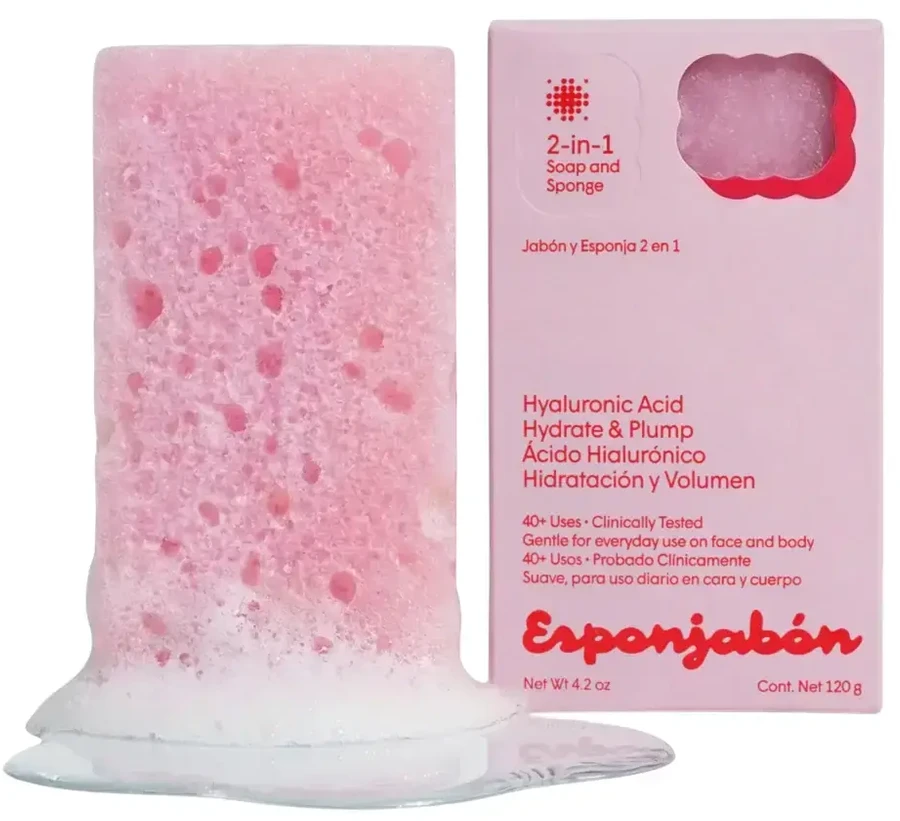 Esponjabon Hyaluronic Acid Cleansing & Hydrating Massage Soap Bar Face & Body, 120 g