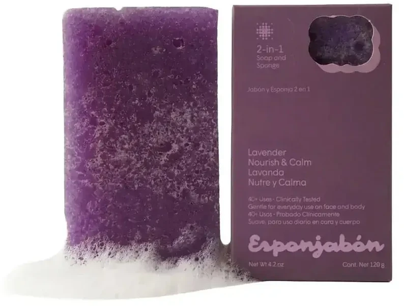 Esponjabon Lavander maitininantis Soap & Sponge 2-In-1 For Face & Body, 120 g