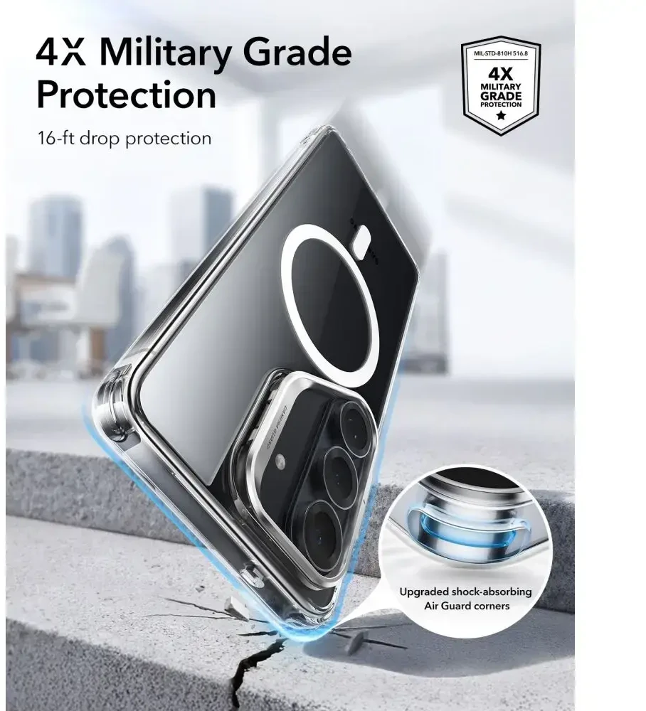 Dėklas ESR hibridinis stovas „Stash“ Samsung S26, skaidrus
