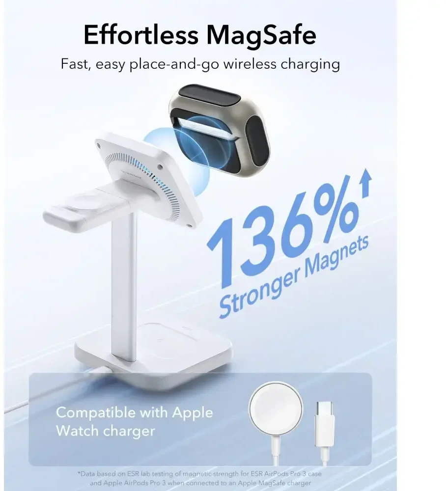 ESR Orbit HaloLock MagSafe dėklas, skirtas AirPods Pro 3 ausinėms – pilkas ir juodas