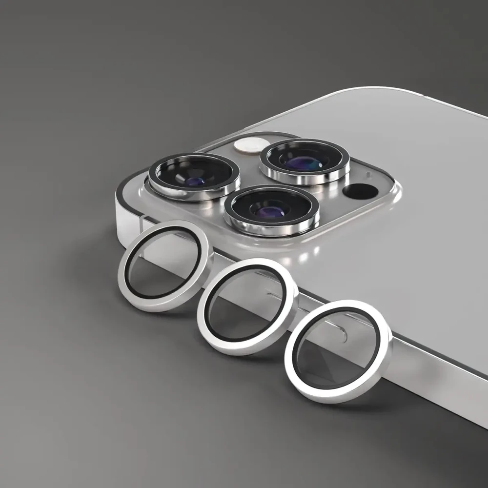 Telforceone Etteri camera lens protector for iPhone 15 Pro / 15 Pro Max titanium pilkas