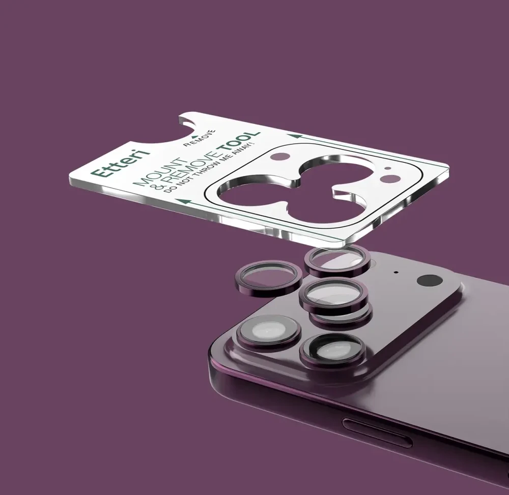 Etteri kameros objektyvo apsauga, skirta iPhone 18 Pro / 18 Pro Max, tamsiai vyšninė