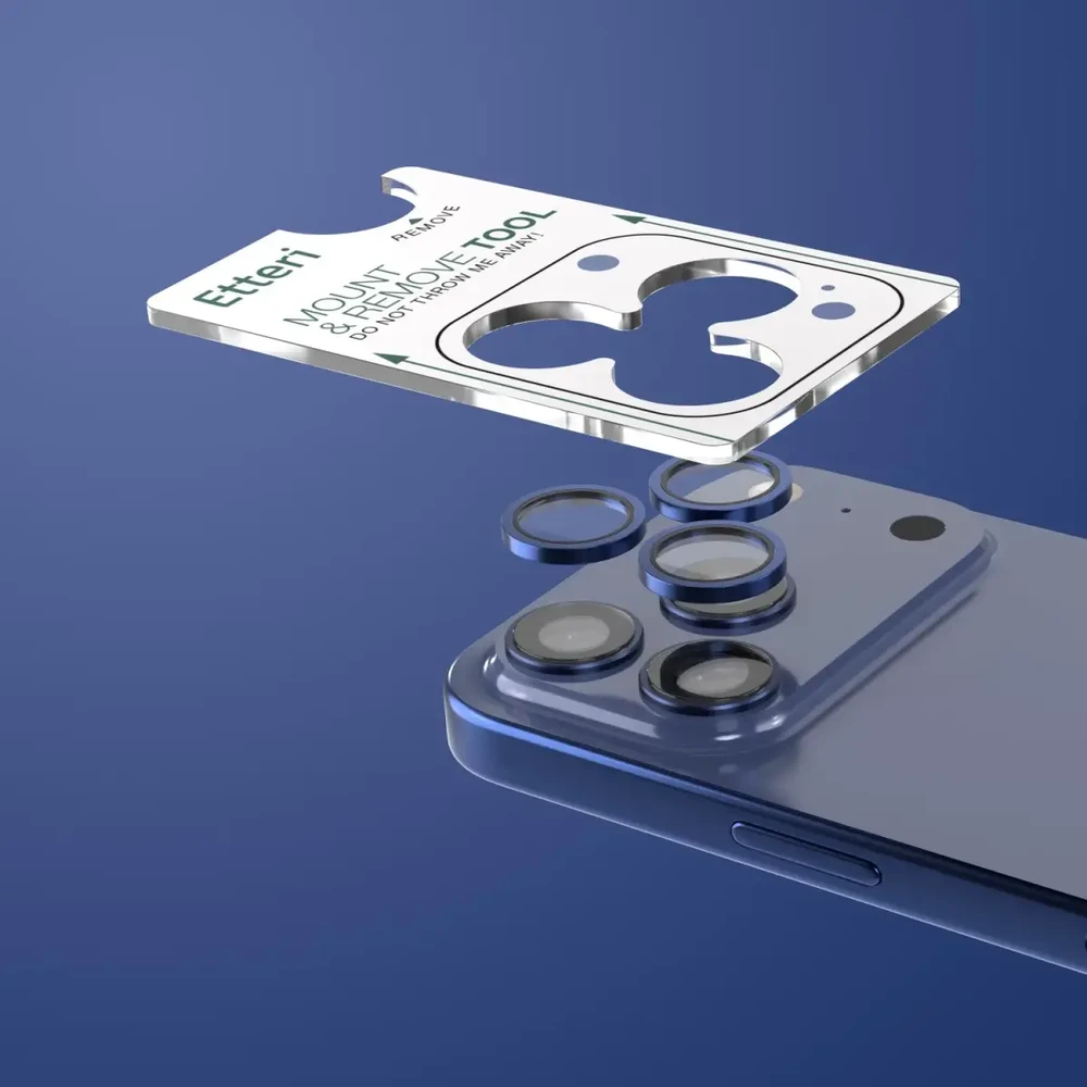 „Telforceone Etteri“ kameros objektyvo apsauga, skirta „iPhone 17 Pro / 17 Pro Max“ mėlynas
