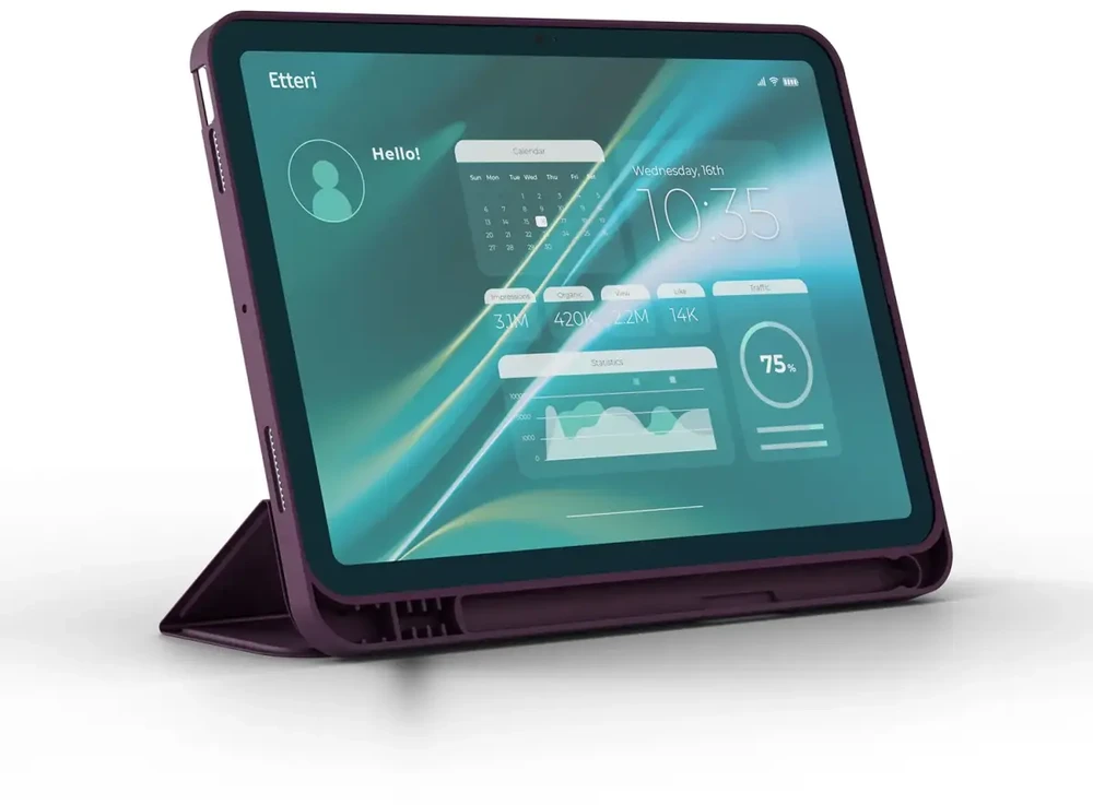 TelForceone Etteri case for Apple iPad 10 2022 10.9'' / iPad 11 A16 2025 / iPad 12 A19 2026 11'' dark cherry