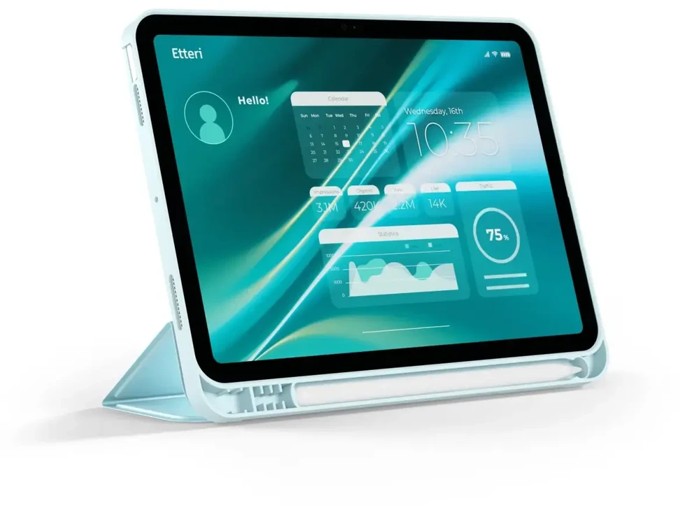 Telforceone Etteri dėklas, skirtas Apple iPad 7 2019 / 8 2020 / 9 2021 10,2 colio šviesiai mėlynas