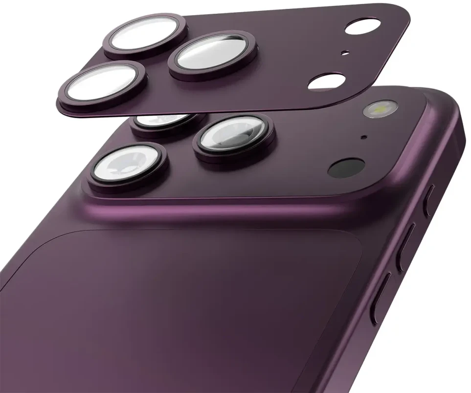 Etteri full camera lens guard for iPhone 18 Pro Max dark cherry